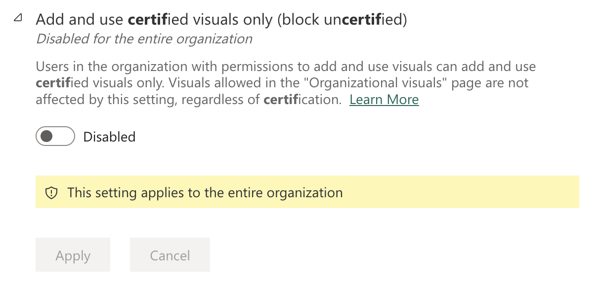 Power BI tenant admin settings switch