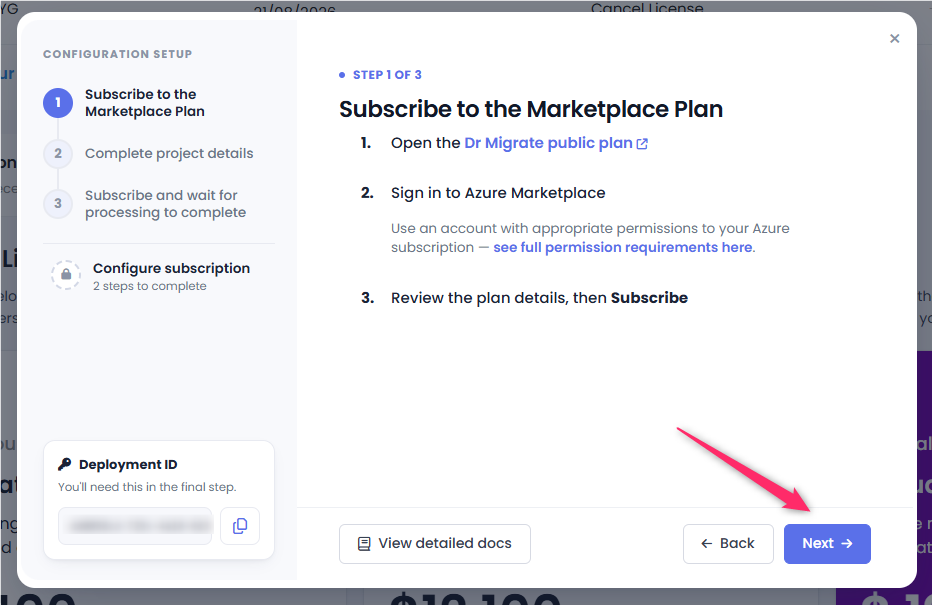 Configuration Setup - Step 1 of 3: Subscribe to the Marketplace Plan
