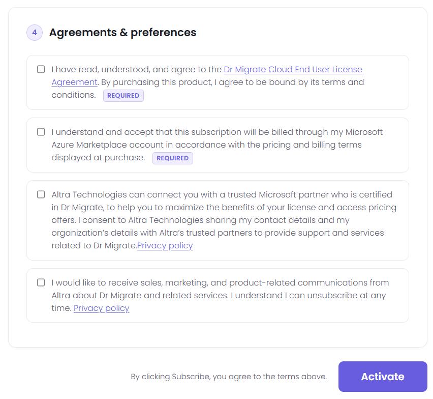 Agreements and preferences section