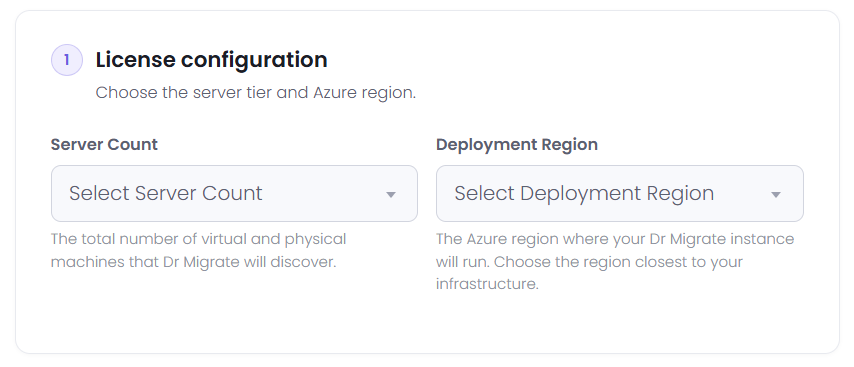 License configuration section